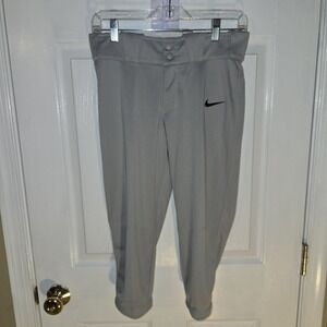 Nike Women's Softball Pants 3/4 Length Color Gray Size Small Slim Fit Light Gray